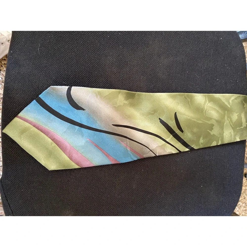 J. Garcia Sunset Limited Edition‎ Collection 41 Silk Tie Green Blue Abstract Art